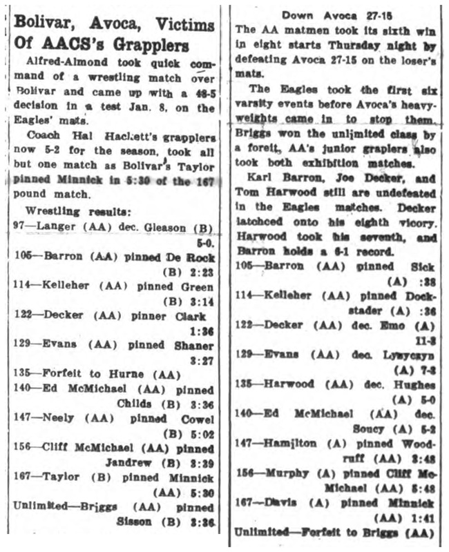 Bolivar, Avoca, Victims on AACS Grapplers
