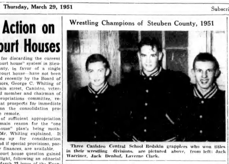 Wrestling Champions of Steuben County, 1951
