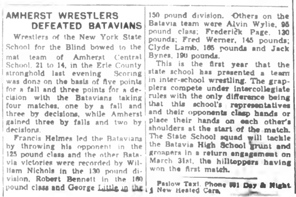 Amherst Wrestlers Defeated Batavians