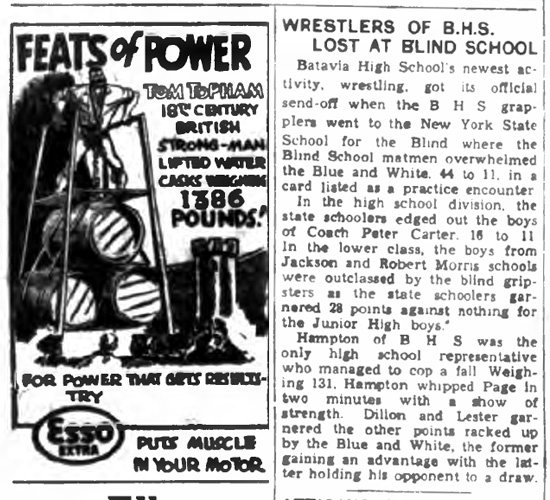 Wrestlers of Batavia H.S. Lost at Blind School