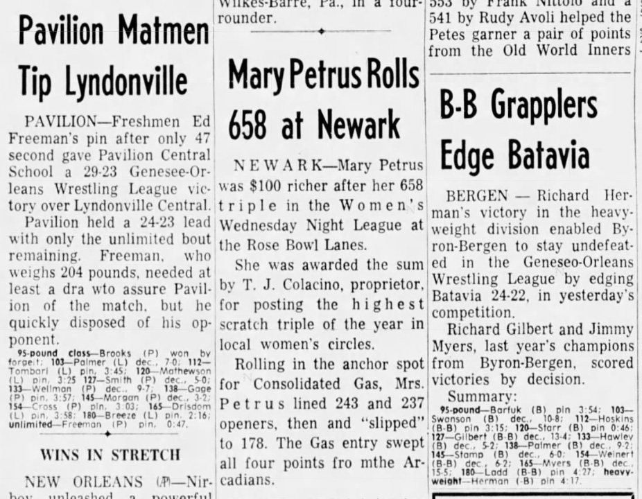 Pavilion Matmen Tip Lyndonville