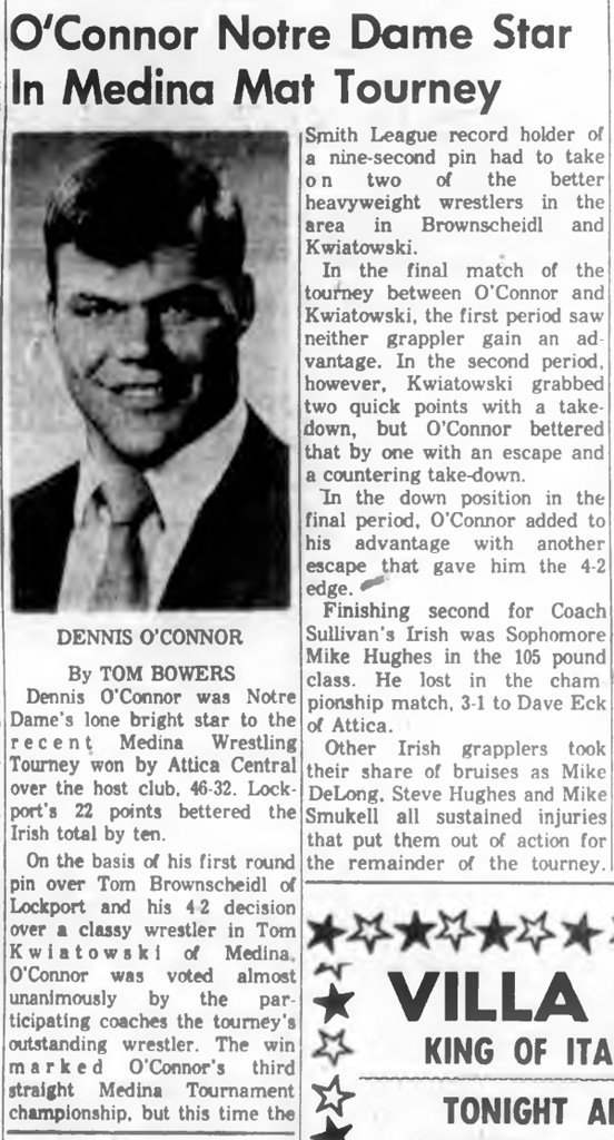 O'Connor Notre Dame Star In Medina Mat Tourney