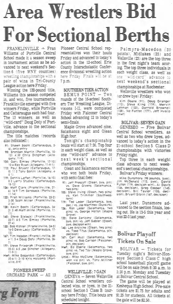 Area Wrestlers Bid For Sectional Berths