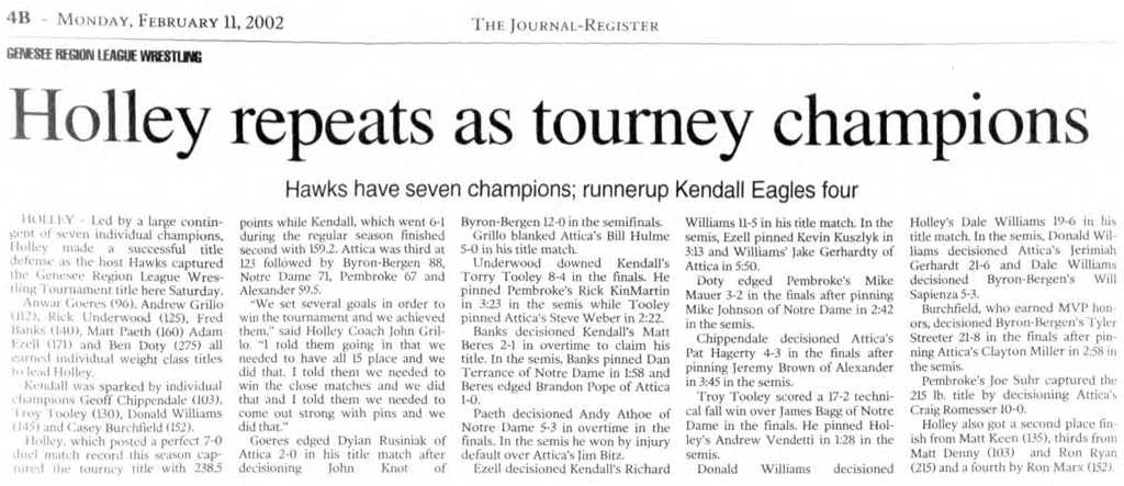 Holley repeats as tourney champions