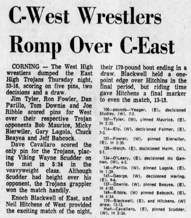 C-West Wrestlers Romp Over C-East