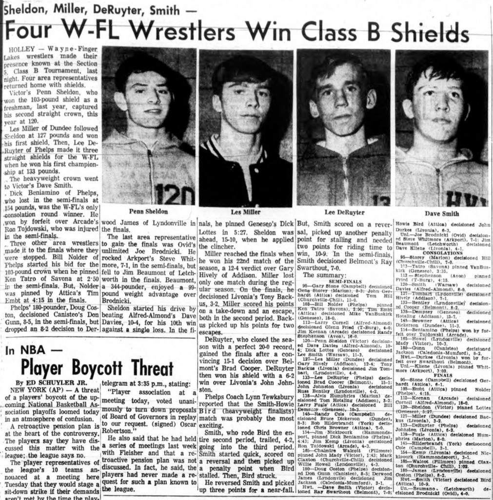 Four W-FL Wrestlers Win Class B Shields