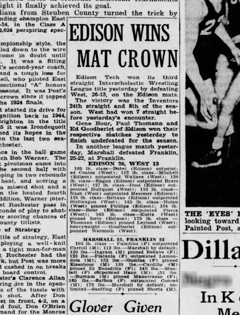 Edison Wins Mat Crown