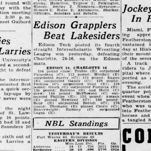 Edison Grapplers Beat Lakesiders