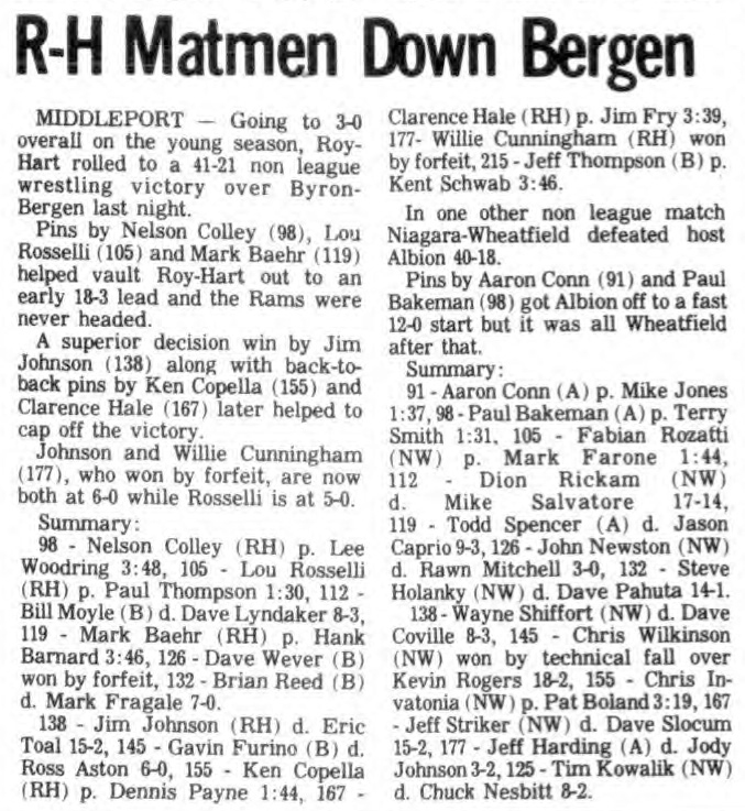 R-H Matmen Down Bergen