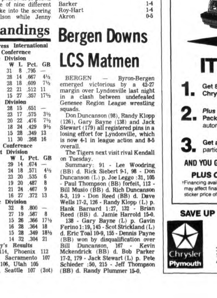 Bergen Downs Lyndonville Matmen