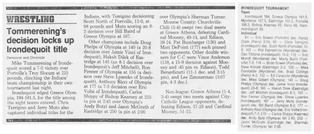 Tommerening's decision locks up Irondequoit title