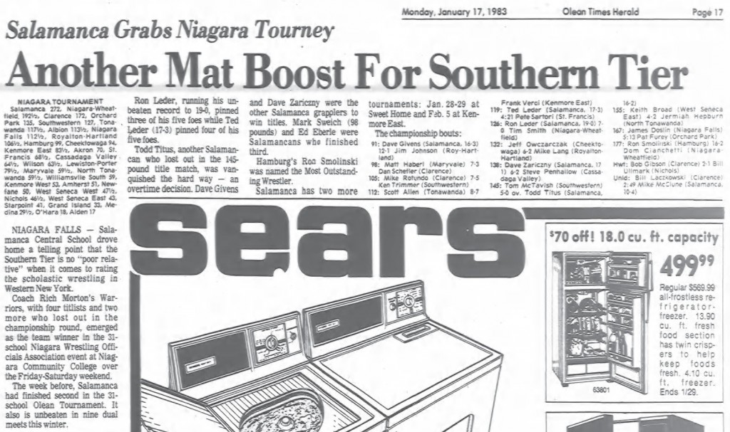 Another Mat Boost for Southern Tier