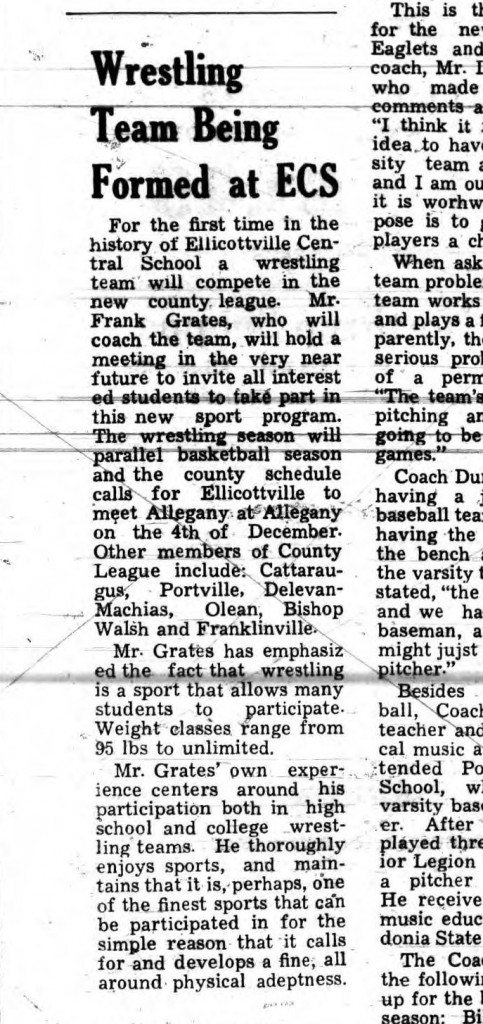 Wrestling Team Being Formed at Ellicottville