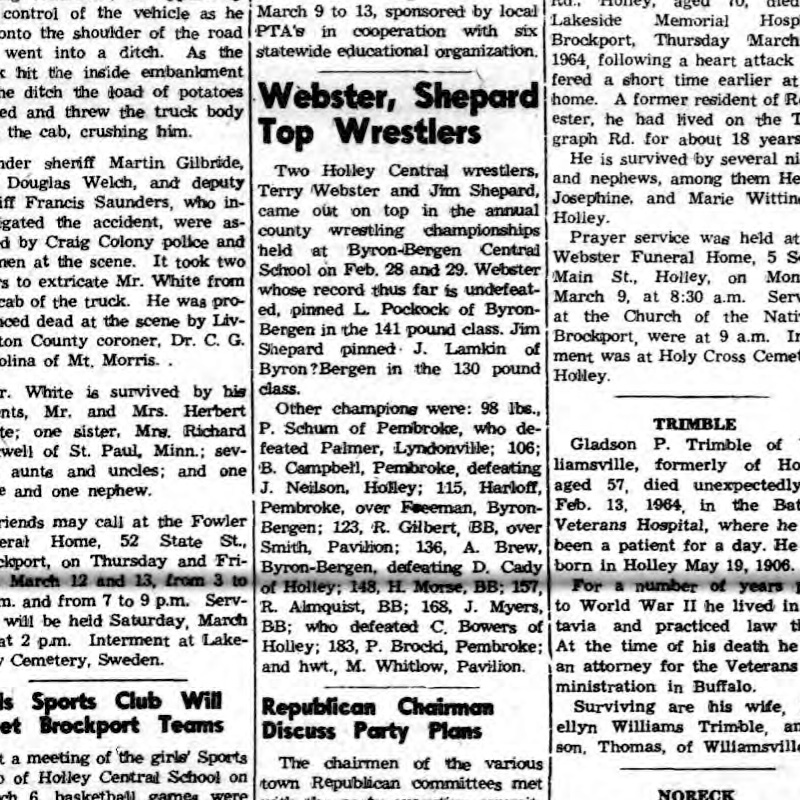 Webster, Shepard Top Wrestlers