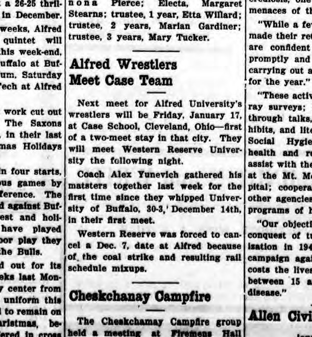 Alfred Wrestlers Meet Case Team