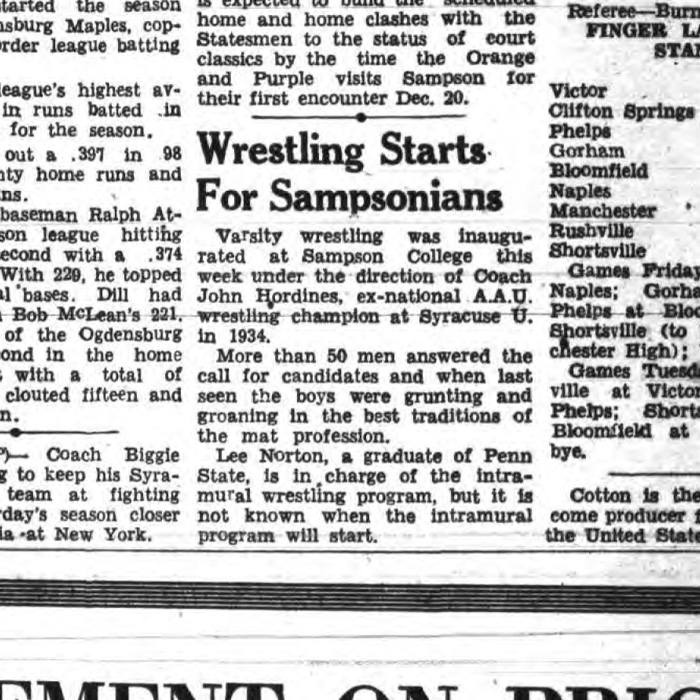 Wrestling Starts For Sampsonians