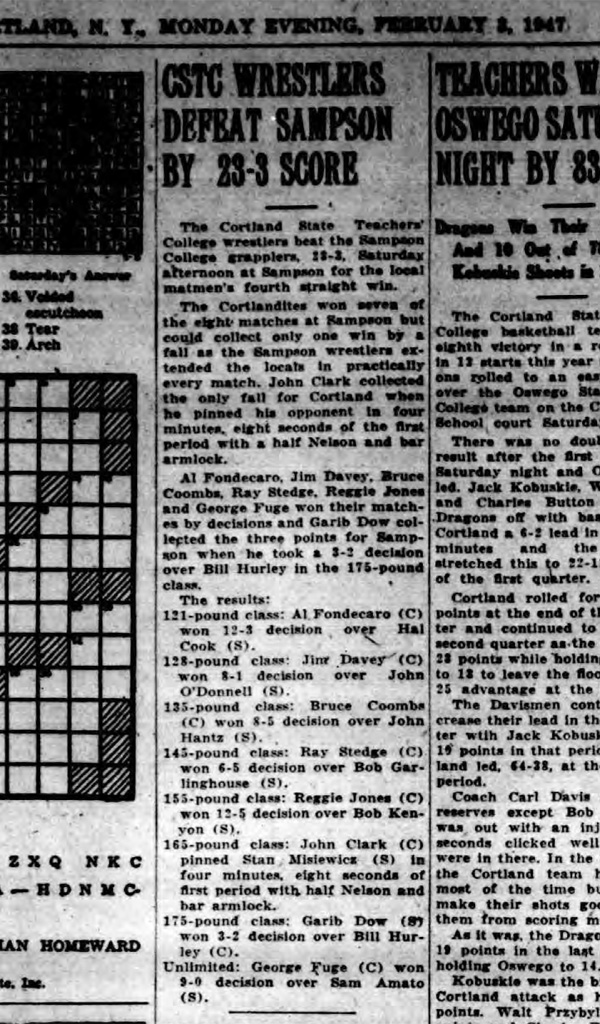 CSTC Wrestlers Defeat Sampson by 23-3 Score