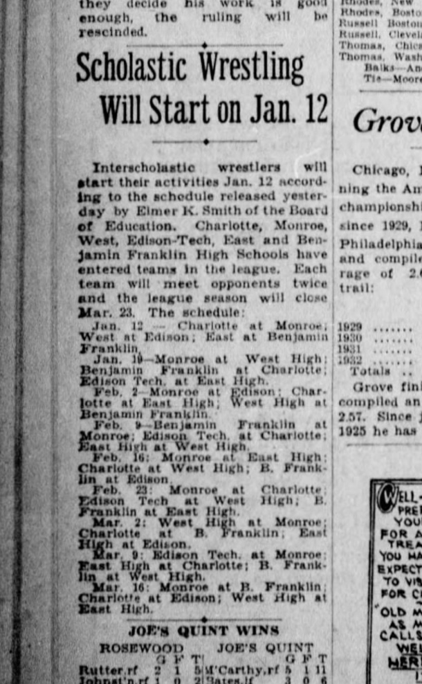 Scholastic Wrestling Will Start on Jan. 12