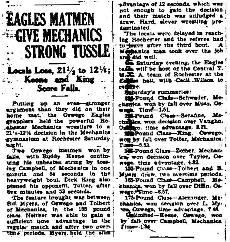 Eagles Matmen Give Mechanics Strong Tussle