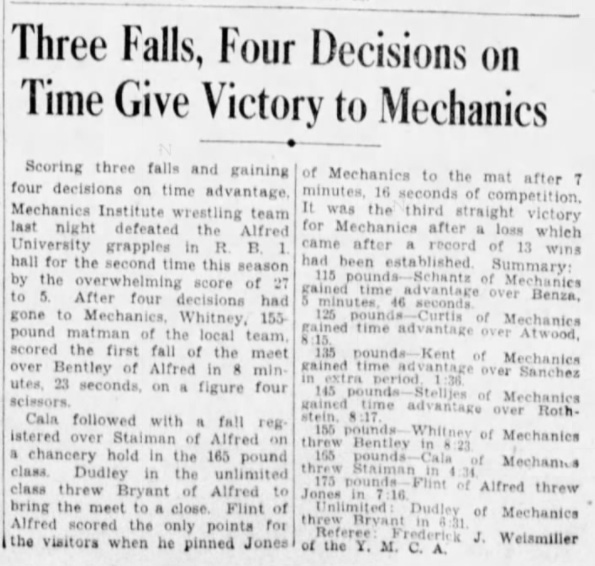 Three Falls, Four Decisions on Time Give Victory to Mechanics