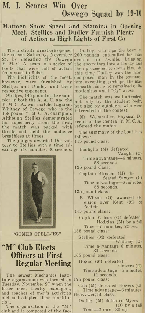 M. I. Scores Win Over Oswego Squad by 19-10