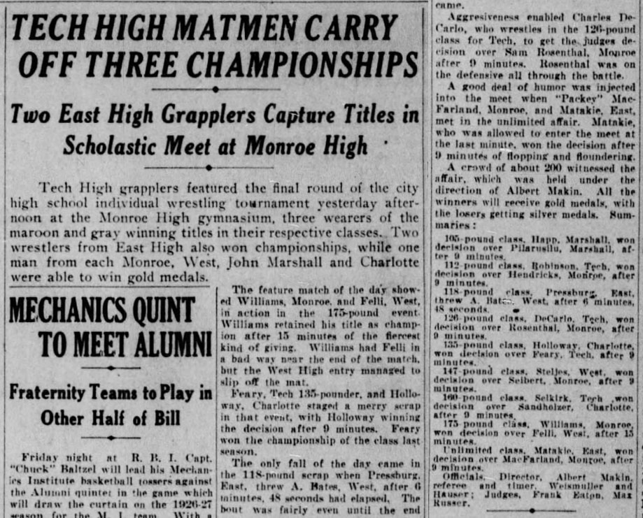 Tech High Matmen Carry Off Three Championships