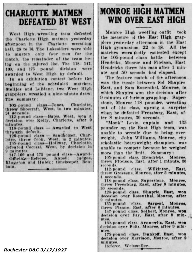 Monroe High Matmen Win Over East High