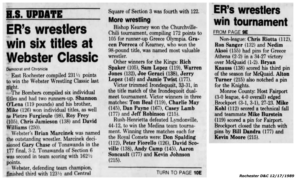 ER's wrestlers win six titles at Webster Classic