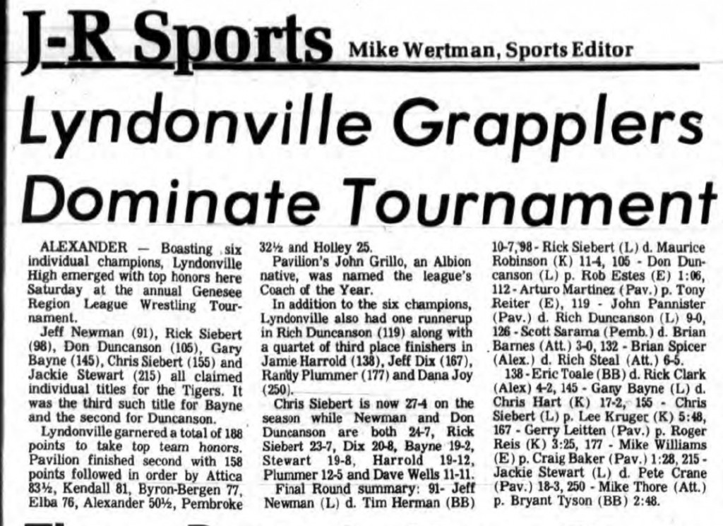 Lyndonville Grapplers Dominate Tournament