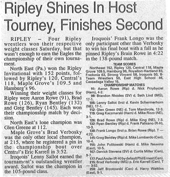 Ripley Shines In Host Tourney, Finishes Second
