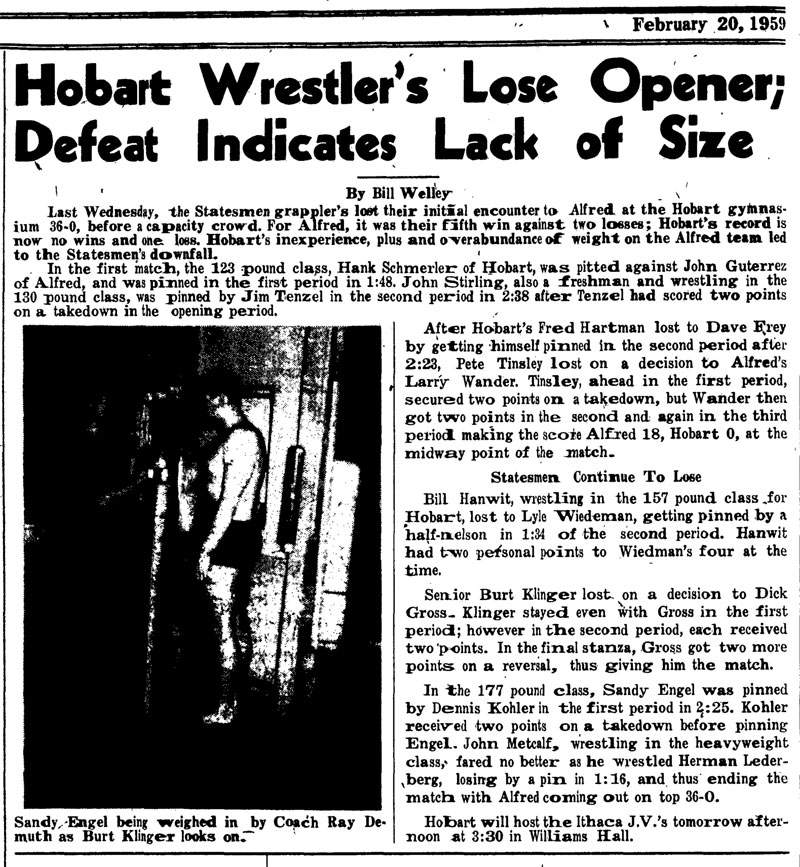 Hobart Wrestlers Lose Opener