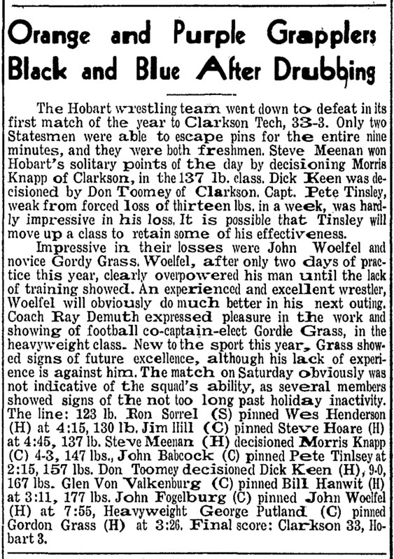 Orange and Purple Grapplers Black and Blue After Drubbing