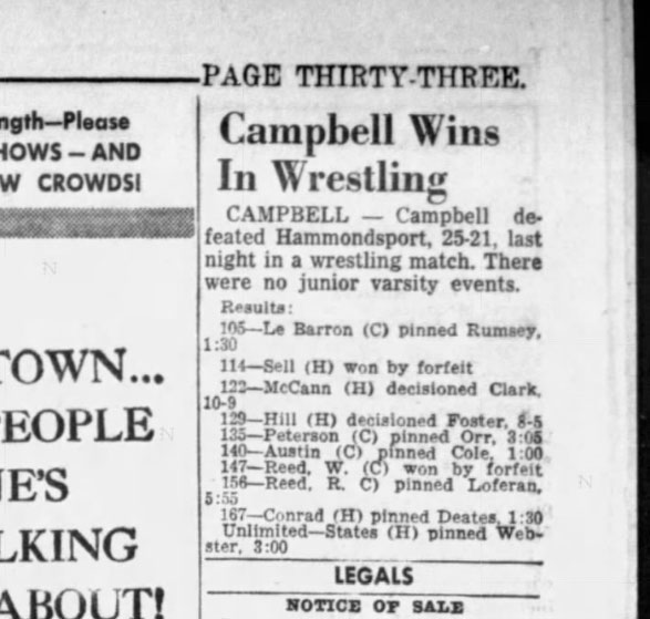 Campbell Wins In Wrestling