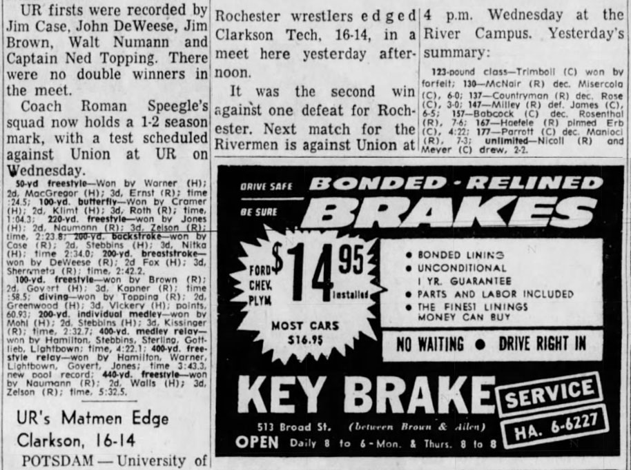 UR's Matmen Edge Clarkson, 16-14