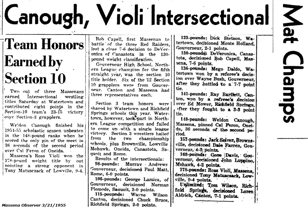 Canough, Violi Intersectional Mat Champs