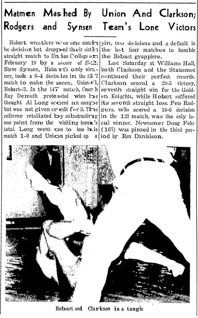 Matmen Mashed By Union and Clarkson