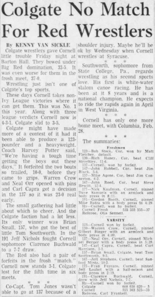 Colgate No Match For Red Wrestlers