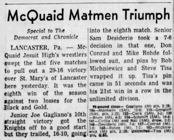 McQuaid Matmen Triumph