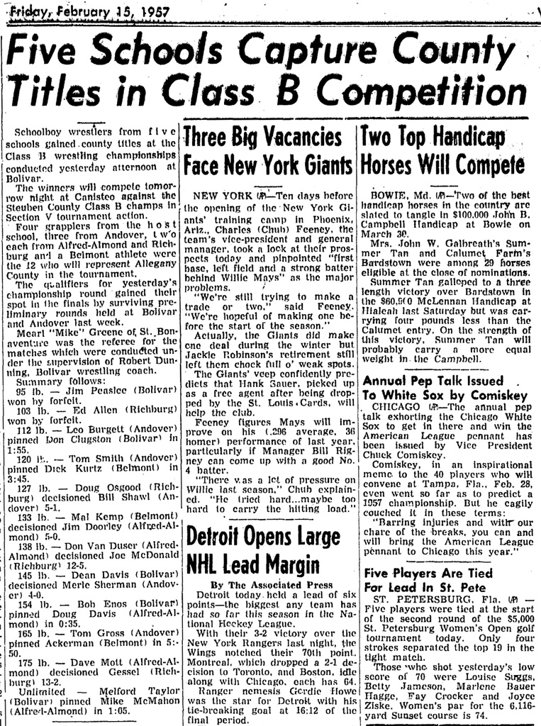 Five Schools Capture County Titles in Class B Competition