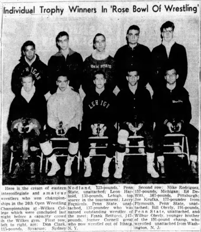 Individual Trophy Winners In 'Rose Bowl Of Wrestling'