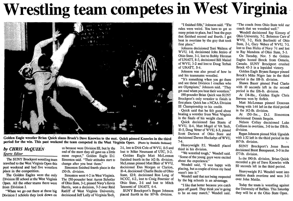 Brockport wrestling team competes in West Virginia