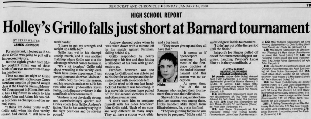 Holley's Grillo falls just short at Barnard tournament