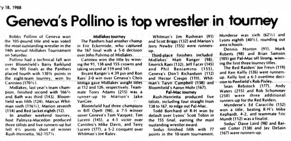Geneva's Pollino is top wrestler in tourney