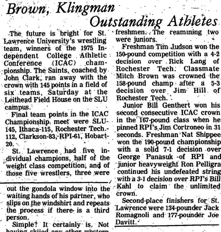 Brown, Klingman Outstanding Athletes