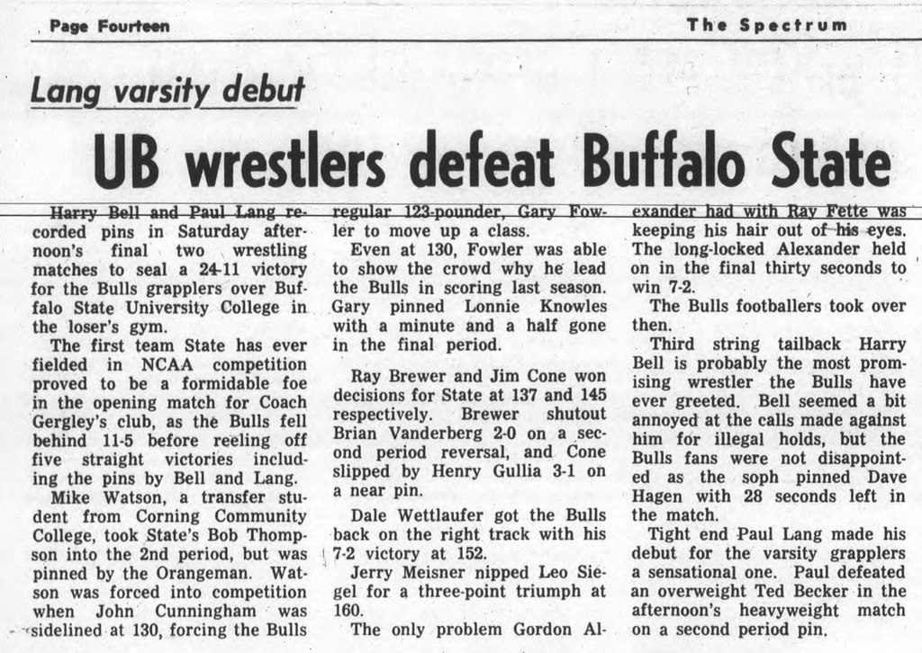 UB wrestlers defeat Buffalo State