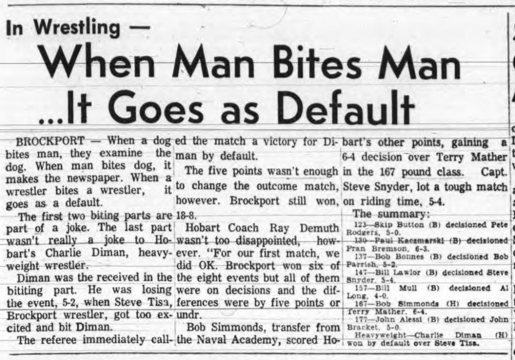 In Wrestling, When Man Bites Man... It Goes as Default