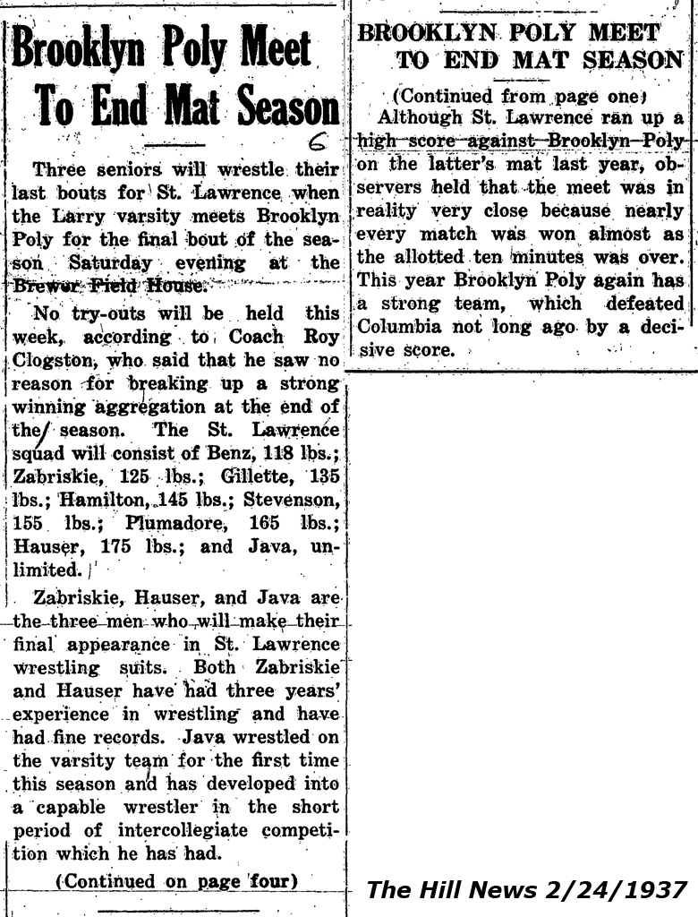 Brooklyn Poly Meet To End Mat Season