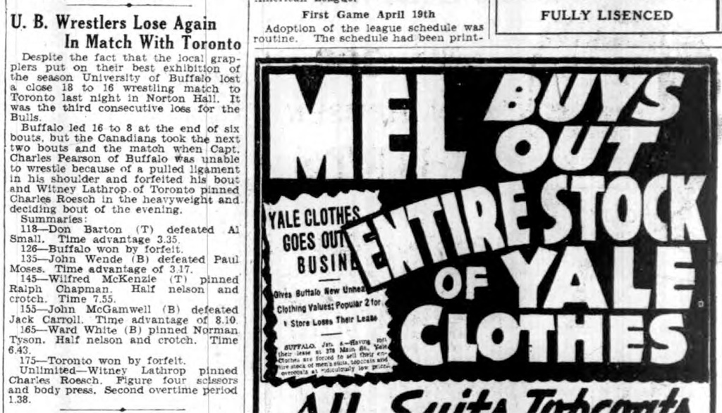 U.B. Wrestlers Lose Again In Match With Toronto