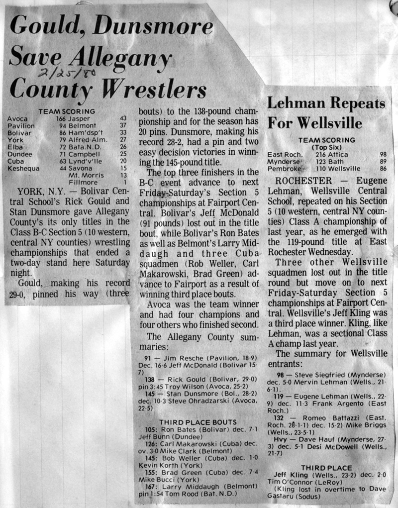 Gould, Dunsmore Save Allegany County Wrestlers