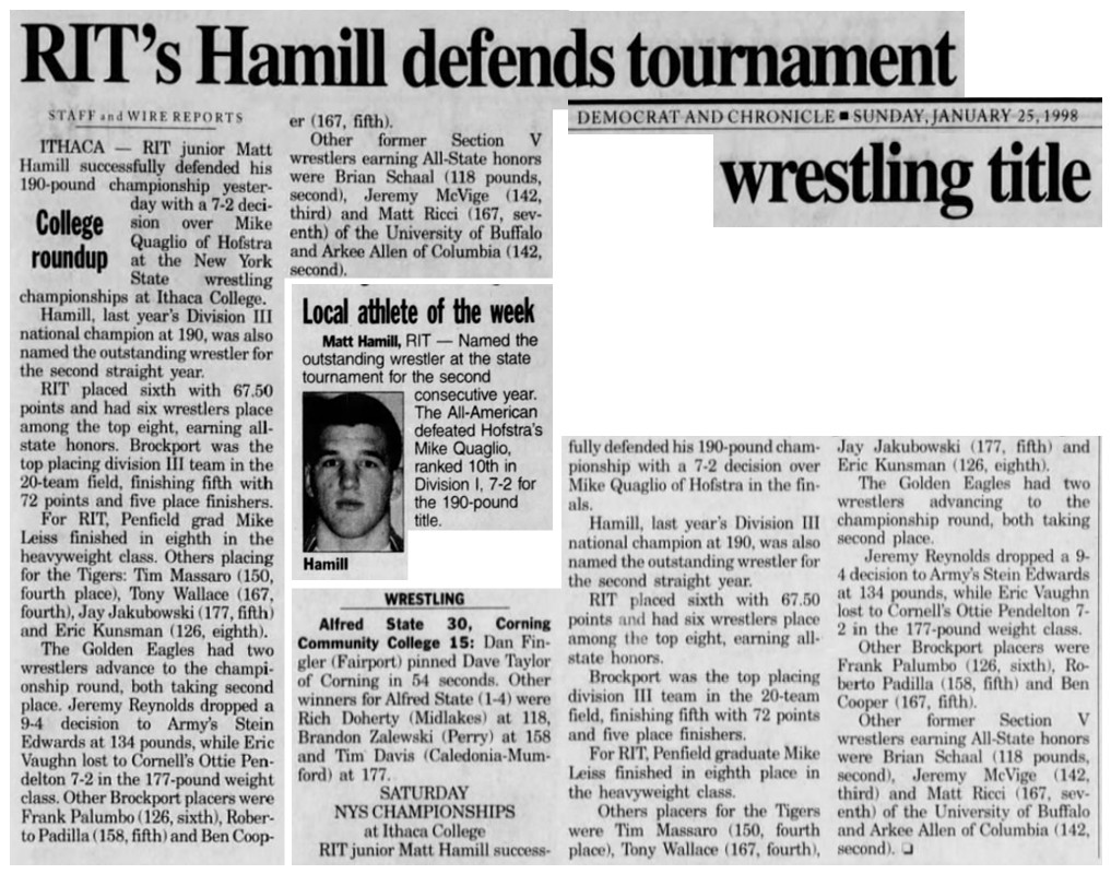 RIT's Hamill defends tournament wrestling title